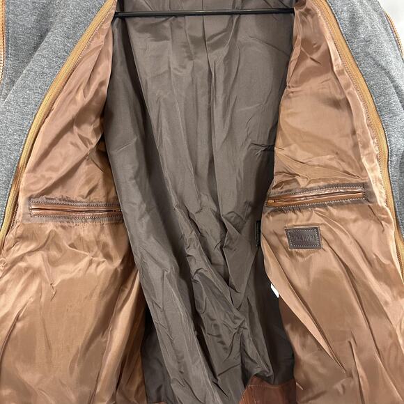 Gian Mori Leather Jacket Mens 3XL Sheepskin Moto Quilted Hooded Brown Zip Biker - Picture 5 of 16